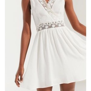 UO Lace-Trim Surplice Mini Dress